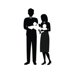 family silhouette, parenting icon, family bonding, father and daughter, mother and son, parents with kids, family dinner, travel with children, child care, parenting vector, daily life family, parent 