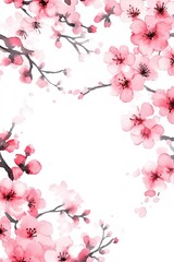 Naklejka premium Watercolor painting displays branches filled with beautiful pink flowers