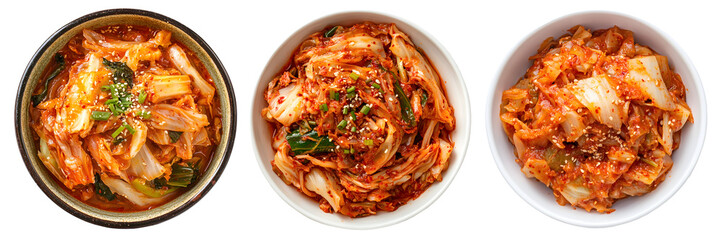 Cabbage Kimchi on bowl, transparent background