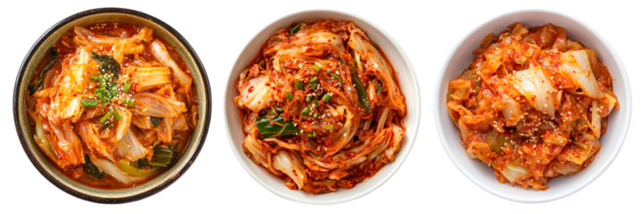 Cabbage Kimchi on bowl, transparent background