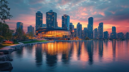 Naklejka premium Modern Office in Evening Glow