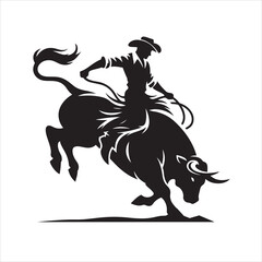 Fototapeta premium A Western Cowboy Bull Rodeo Silhouette Logo and T-Shirt