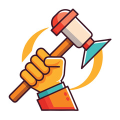 hand holding hammer illustration concept on white background 