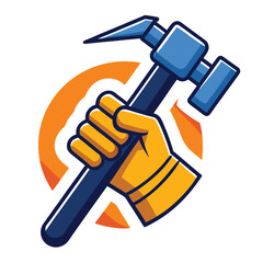 hand holding hammer illustration concept on white background 