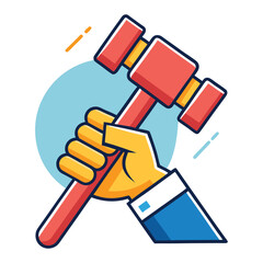 hand holding hammer illustration concept on white background 