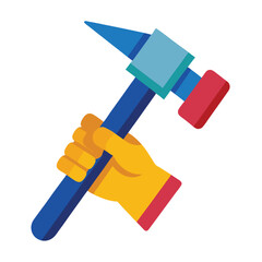 hand holding hammer illustration concept on white background 