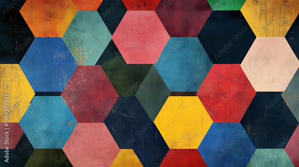 Poster colorful hexagonal pattern background.