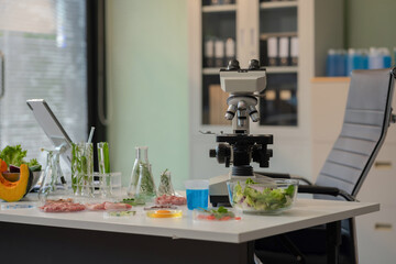 workspace area modern food science laboratory.