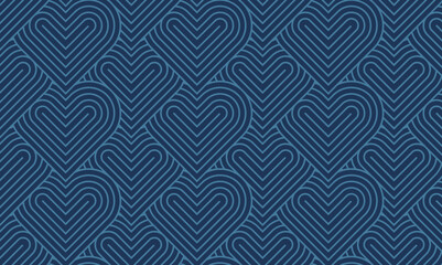 Fototapeta premium Modern and minimalist heart pattern background with red heart lines. Printable vector container background for Valentine's Day.