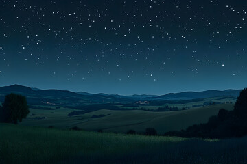 Fototapeta premium Celestial Symphony: A Dreamscape of Stars and Earth in Harmonious Solitude Under a Glittering Night Sky