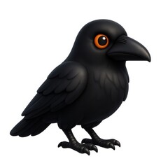 Fototapeta premium 3D Illustration of a Black Crow with Vibrant Eyes for Halloween Decoration