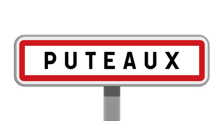 Panneau sur poteau central de ville de Puteaux, Hauts-de-Seine