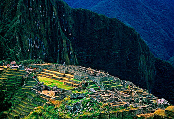 Vista geral da cidade Inca de Machu Pichu. PerÃº.