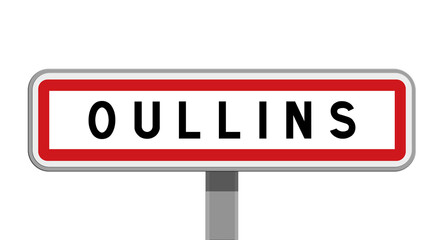 Panneau sur poteau central de ville d’Oullins, Rhône