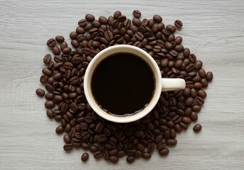 Obraz premium 温かいコーヒー一杯 芳醇な香りと共に 落ち着いた雰囲気を醸し出す