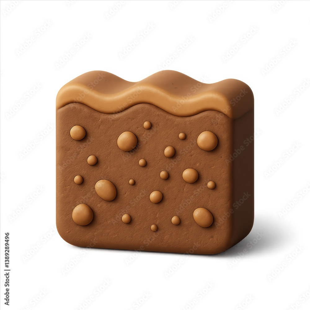 Poster simple 3d soil icon render with textured surface and detail
