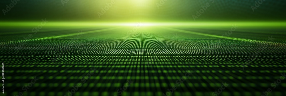 Poster green technology background, digital binary code banner, big data, cyberspace, data stream