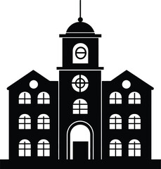 Obraz premium Historic Government Building Silhouette PNG Vector, Classic Architectural Landmark PNG Vector, Elegant Dome Structure Illustration PNG Vector, High-Quality Transparent Cultural Heritage PNG Vector, Sy