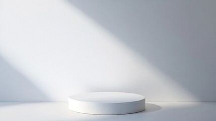 White Round Display Podium, Minimalist Studio Background