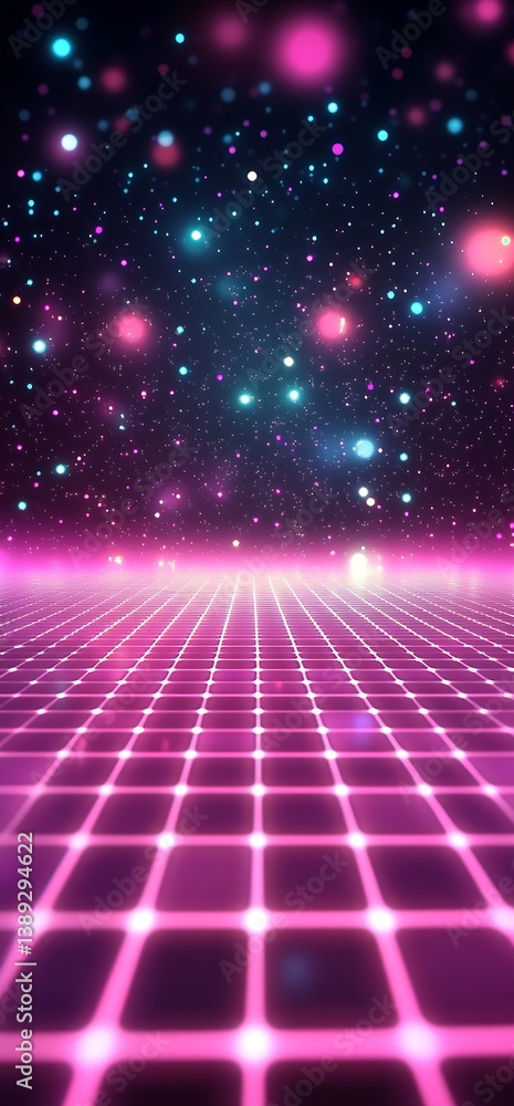 Aufkleber a mesmerizing cosmic backdrop showcasing colorful stars with a glowing grid that invites exploration