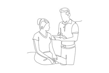 Talk therapy consultations concept one-line drawing