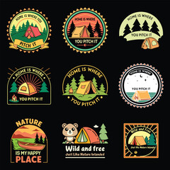 Collection of Vintage Camping-Inspired t shirt design or Graphic Designs, set of camping themed t shirt design who loves camping, cmaping lover, summer camping t shirt design bundle