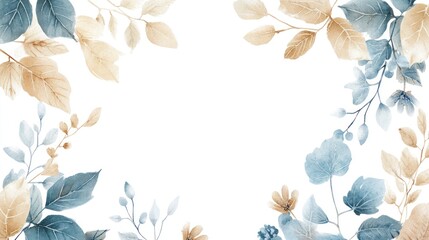 Watercolor Floral Frame, Elegant Botanical Design, Blank Space, Printable Art, Background, Decorative Border, Wedding Invitation, Decoration