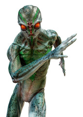 Fototapeta premium 3D Rendering Green Alien on White