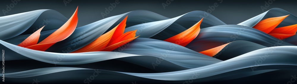 Poster abstract waves with vibrant sails in a dynamic seascape.
