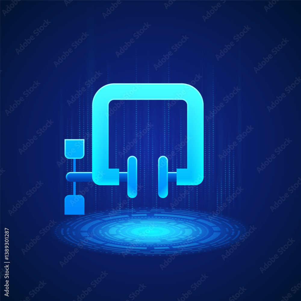 Poster precision clamp icon: a clamp symbolizing control, precision, stability, and fastening. ideal for re