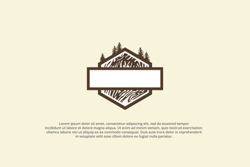 Obraz premium carpentry hexagon emblem wood pattern and tree logo