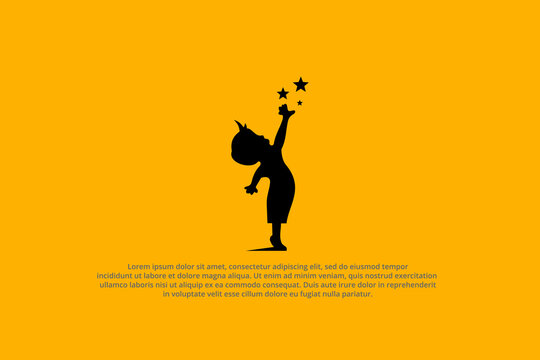 silhouette of child reaching for the stars logo