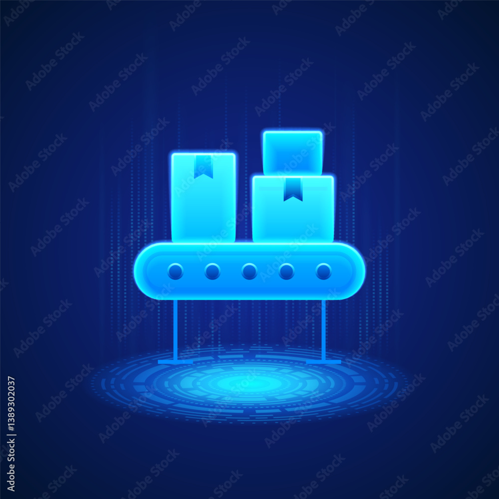 Aufkleber efficient conveyor belt icon icon with boxes symbolizing automation production efficiency and stream