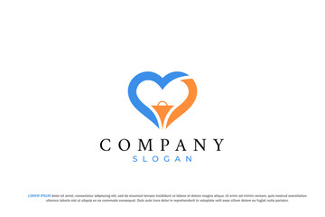 heart with shopping bag logo, representing charity and support