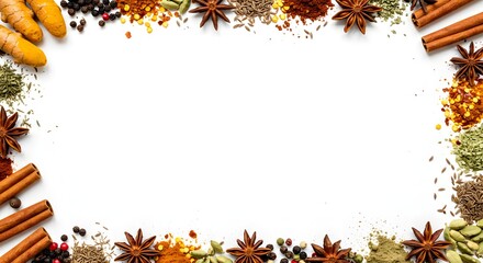 Aromatic Spice Border: Blank Culinary Frame with Turmeric and Star Anise