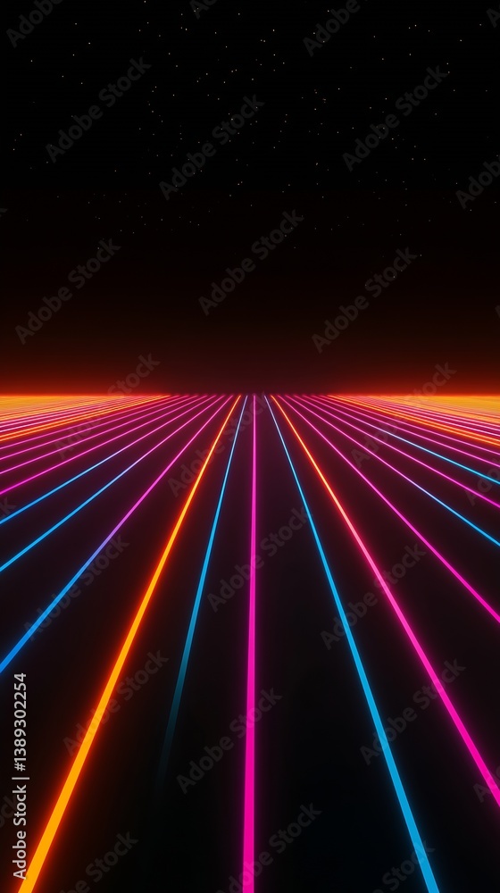 Poster Striking neon lines contrasting beautifully against a dark background creating an alluring futuristic scene : Generative AI