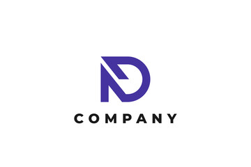 letter n and d business modern logo purple