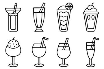 Italian Soda Line Art Unique Design for Graphic Illustration