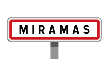 Panneau sur poteau central de ville de Miramas, Bouches-du-Rhône