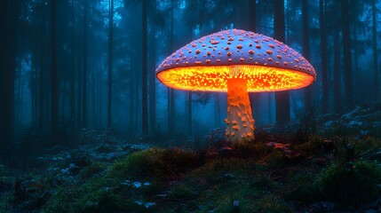 Glowing Mushroom in Mystical Forest