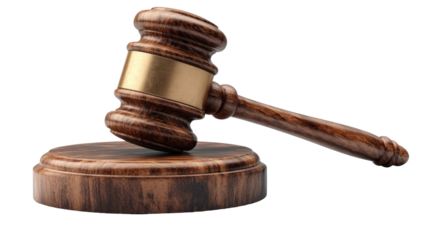 Wooden gavel, a symbol of law and justice, isolated on white