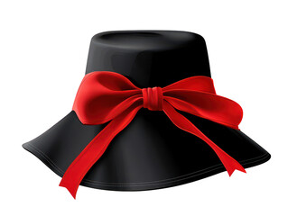 A stylish black hat adorned with vibrant red bow, perfect for adding touch of elegance to any outfit. This accessory is ideal for various occasions, enhancing both casual and formal looks
