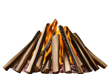 A vibrant campfire burns brightly, surrounded by neatly arranged logs. flames dance and flicker, creating warm and inviting atmosphere perfect for gatherings
