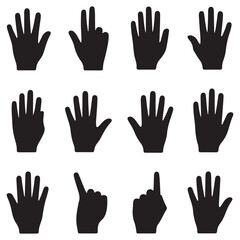 Set of various Silhouette Vector Black silhouette woman hands. collection of female hands of different gestures. Trendy minimal style for logos, prints, designs, illustrations. with white background