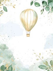 Obraz premium A pastel watercolor illustration of a hot air balloon in the sky
