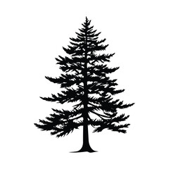 Obraz premium Pine Tree vector silhouette black color clipart on a white background