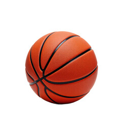 Fototapeta premium A classic orange basketball with black lines, isolated on a transparent background.