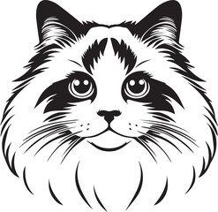 Black and White Ragdoll Cat Vector