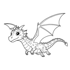 Drawing Flying Dragon coloring book, illustration for kid