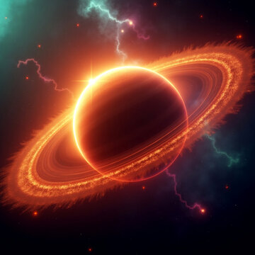 Planet in outer space 3d rendering cosmic scene, celestial body with atmospheric glow, orbiting in galaxy with stars and darkness isolate on white background Download.
